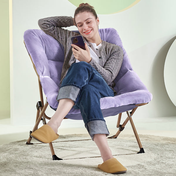 ARKANTOS Sacuer Chair,Soft Faux Fur Oversized Folding Accent Chair for Teens Adults