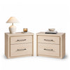 ARKANTOS Nightstands Set of 2 with 2 Deep Drawers, 27" Wide Modern Wooden Night Stand, Farmhouse Bedside Table, Sofa End Tables for Bedroom Living Room, Light Oak