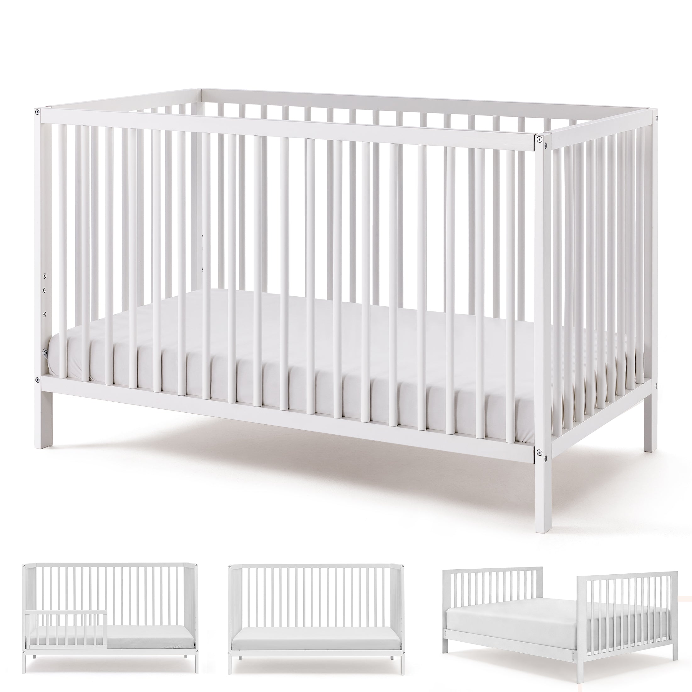 HARPPA 5-in-1 Convertible Baby Crib for Infant to Toddler