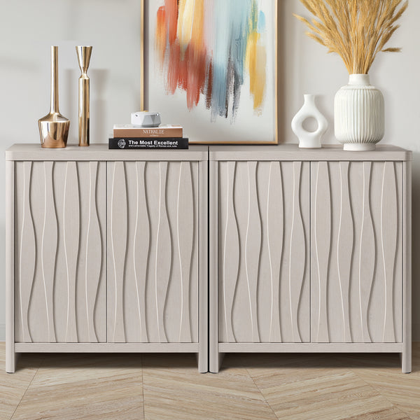ARKANTOS Sideboards and Buffets Water Ripple Adjustable Shelf Push to Open Door