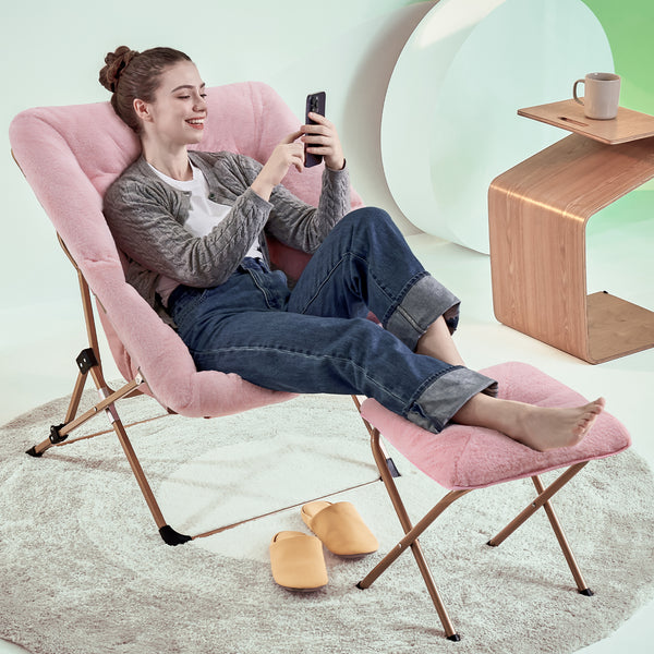 ARKANTOS Sacuer Chair,Soft Faux Fur Oversized Folding Accent Chair for Teens Adults