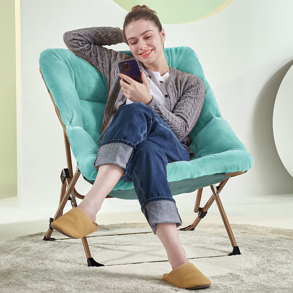 ARKANTOS Sacuer Chair,Soft Faux Fur Oversized Folding Accent Chair for Teens Adults