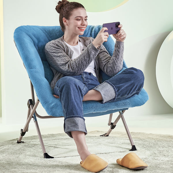 ARKANTOS Sacuer Chair,Soft Faux Fur Oversized Folding Accent Chair for Teens Adults