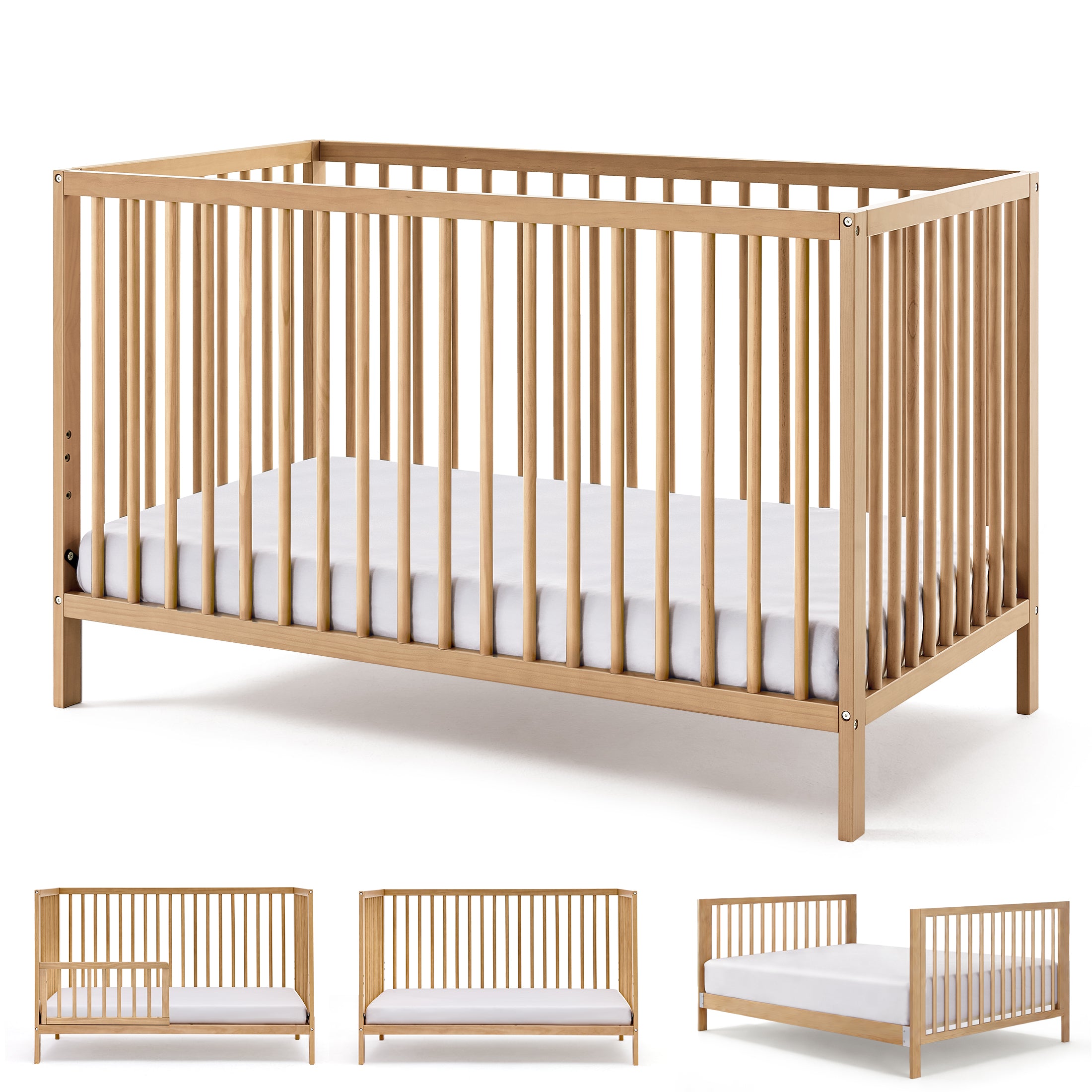 HARPPA 5-in-1 Convertible Baby Crib for Infant to Toddler