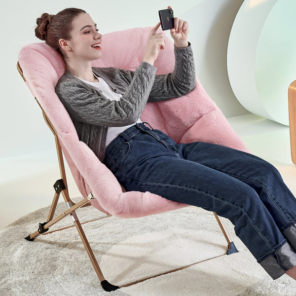 ARKANTOS Sacuer Chair,Soft Faux Fur Oversized Folding Accent Chair for Teens Adults