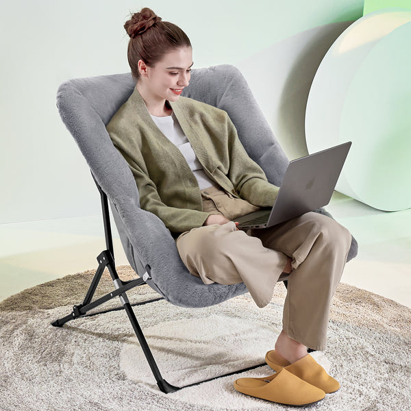 ARKANTOS Sacuer Chair,Soft Faux Fur Oversized Folding Accent Chair for Teens Adults