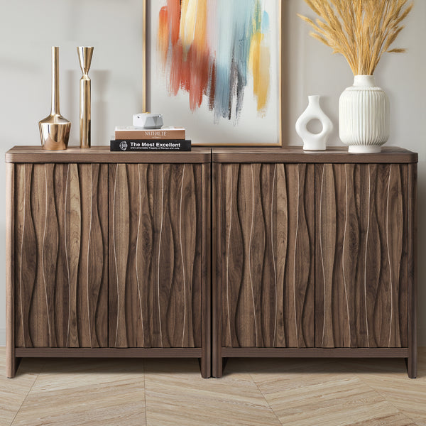 ARKANTOS Sideboards and Buffets Water Ripple Adjustable Shelf Push to Open Door