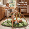 HARPPA Baby Activity Gym & Tummy Time Play Mat for 0-36 Months, with Hanging Toys, Infant Floor Playmat, Green