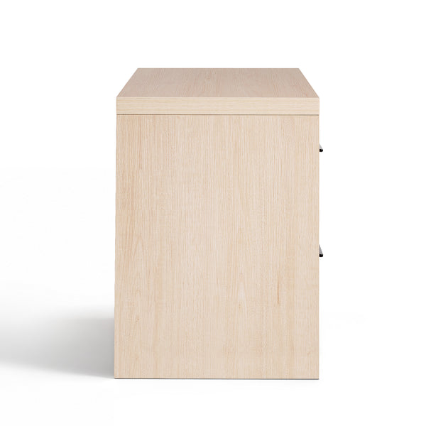 ARKANTOS Nightstand Bedside Table, Wooden Farmhouse Night Stand with 2 Drawers Storage, Boho Night Stands Sofa End Table for Bedroom Living Room, Light Oak