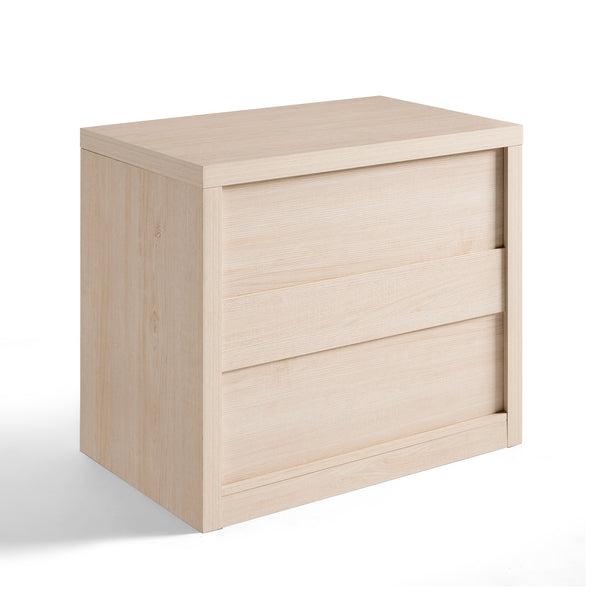 ARKANTOS Nightstands Set of 2 with 2 Deep Drawers, 27" Wide Modern Wooden Night Stand, Farmhouse Bedside Table, Sofa End Tables for Bedroom Living Room, Light Oak