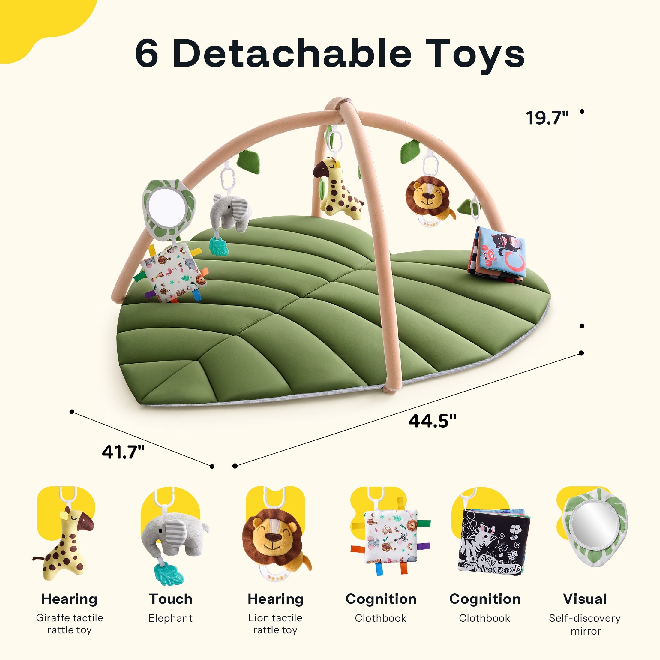 HARPPA Baby Activity Gym & Tummy Time Play Mat for 0-36 Months, with Hanging Toys, Infant Floor Playmat, Green