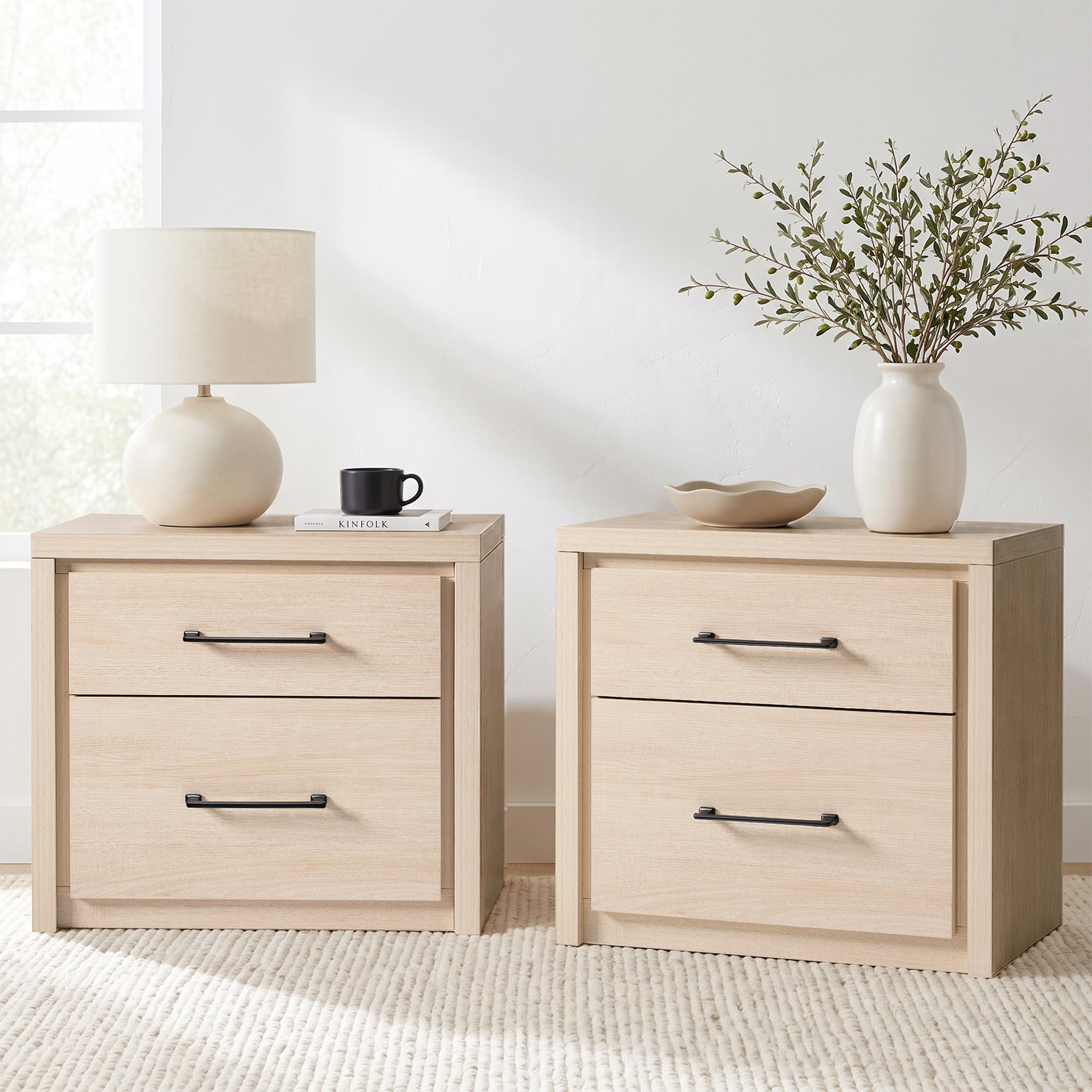 ARKANTOS Nightstands Set of 2 with 2 Deep Drawers, 27