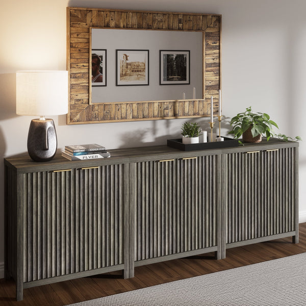 ARKANTOS Sideboard Buffet Cabinet with Fluted Panel Doors and Shelves