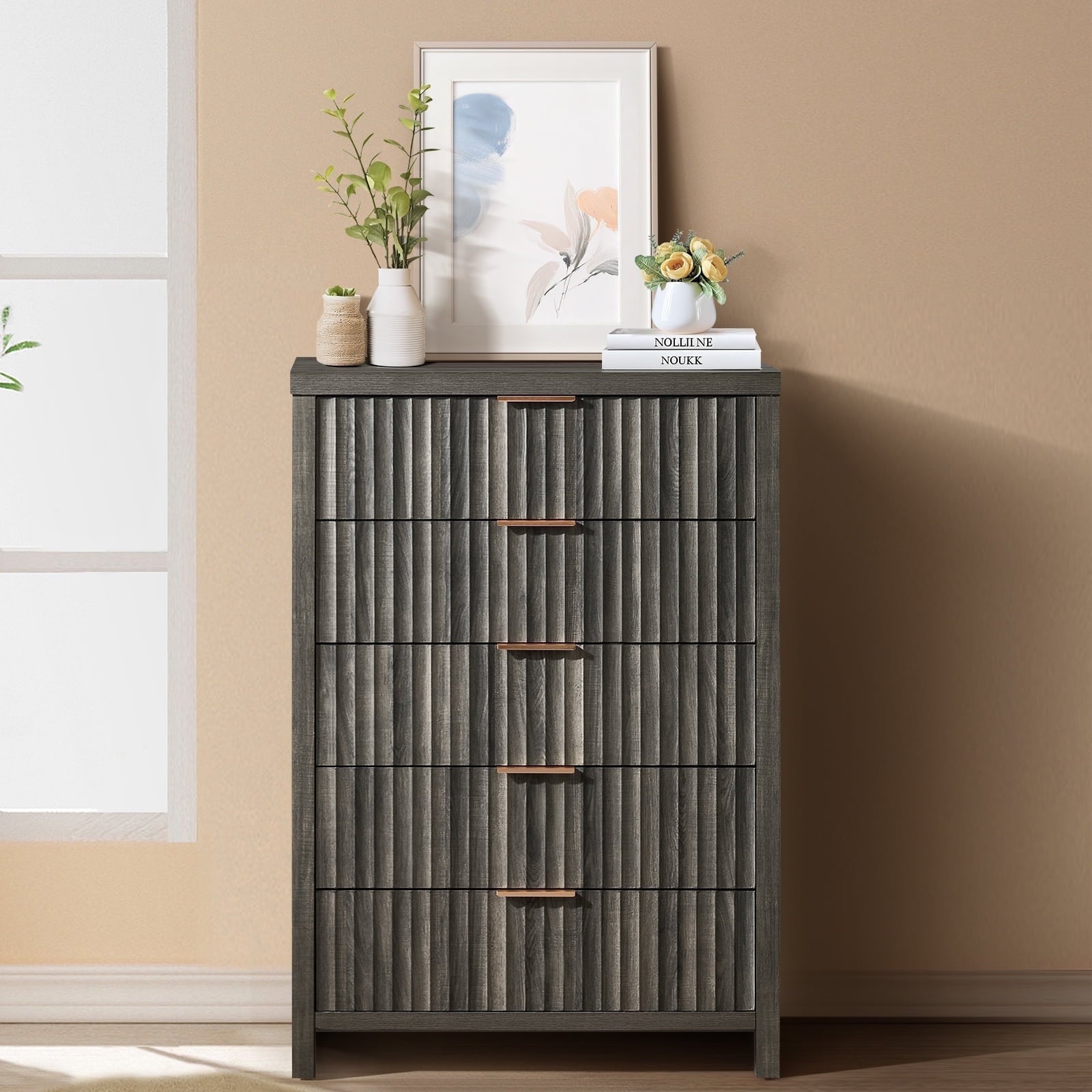 ARKANTOS Fluted  Drawer Dressers for Bedroom