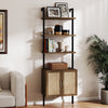 ARKANTOS Ladder Bookshelf 5 Tier Adjustable Shelf Rattan Cabinet Wall Mounted Shelves