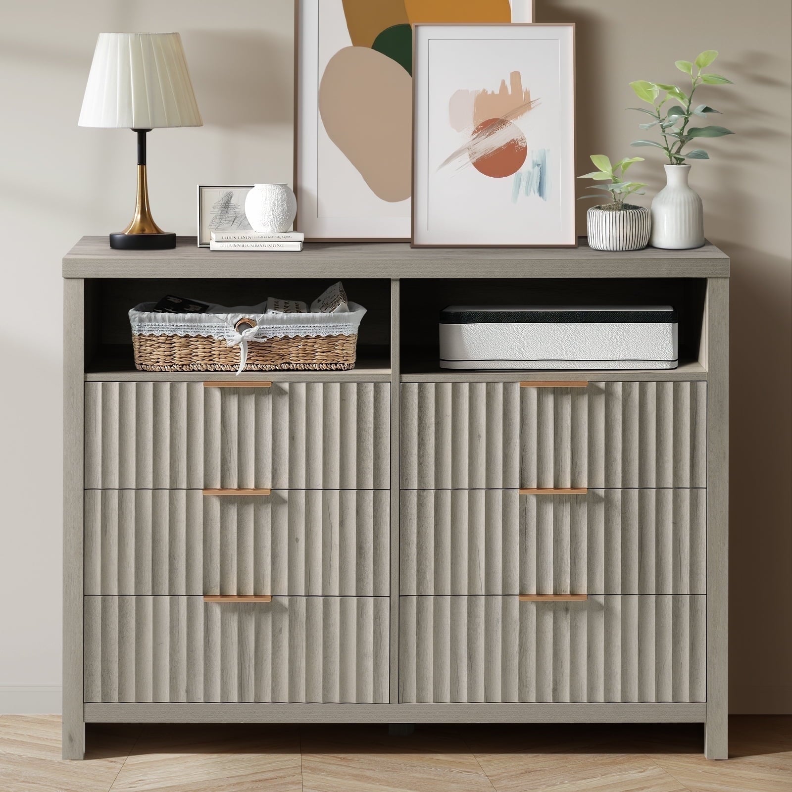 ARKANTOS Fluted  Drawer Dressers for Bedroom