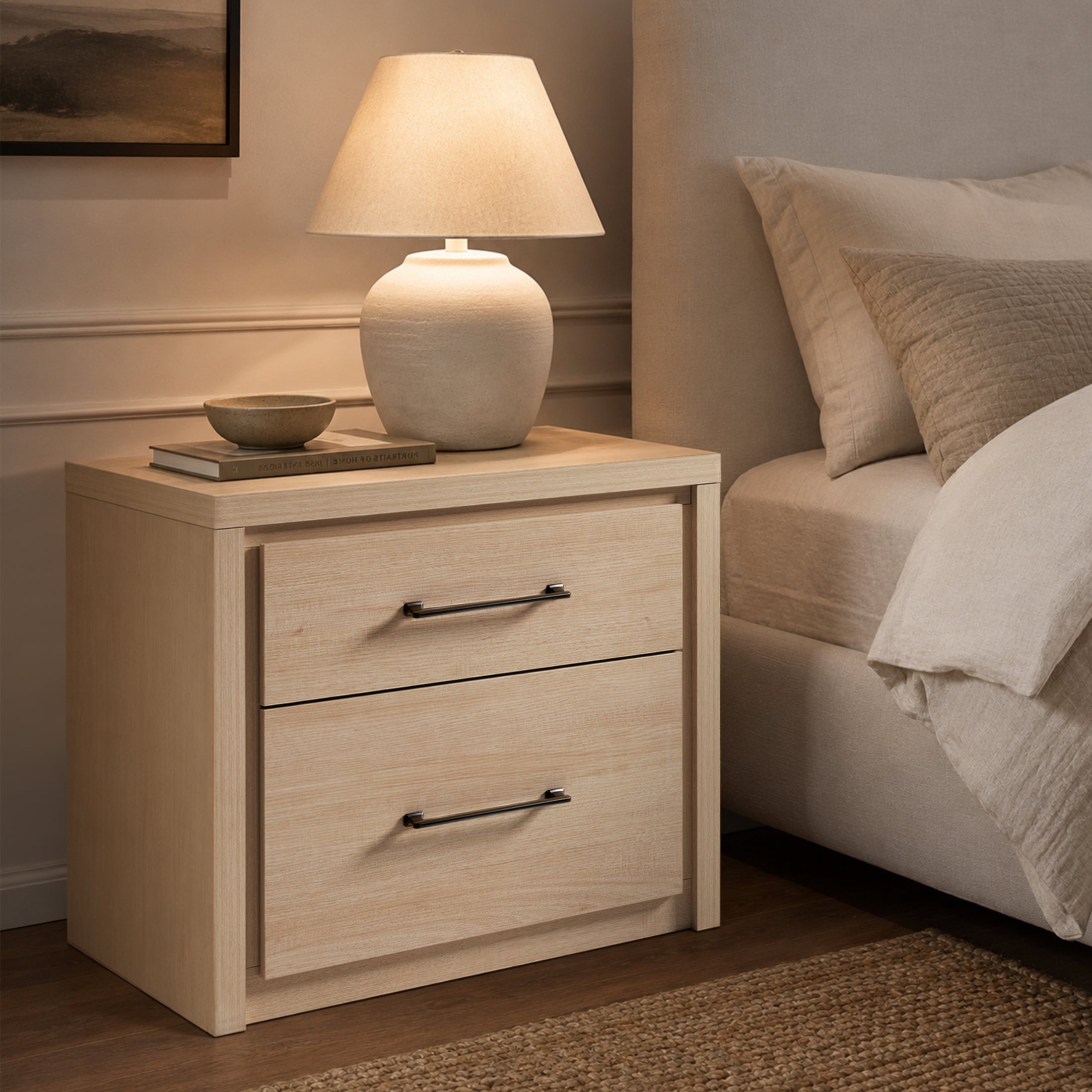 ARKANTOS Nightstands Set of 2 with 2 Deep Drawers, 27