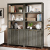 ARKANTOS Fluted Bookshelf with Doors Adjustable Shelf and Storage Cabinet