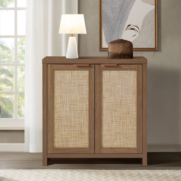 ARKANTOS Rattan Sideboard Buffet Cabinet, Farmhouse Storage Cabinet with Doors