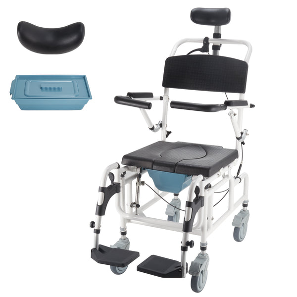 4 in 1 Commode Wheelchair for Elderly, Disabled, Adult