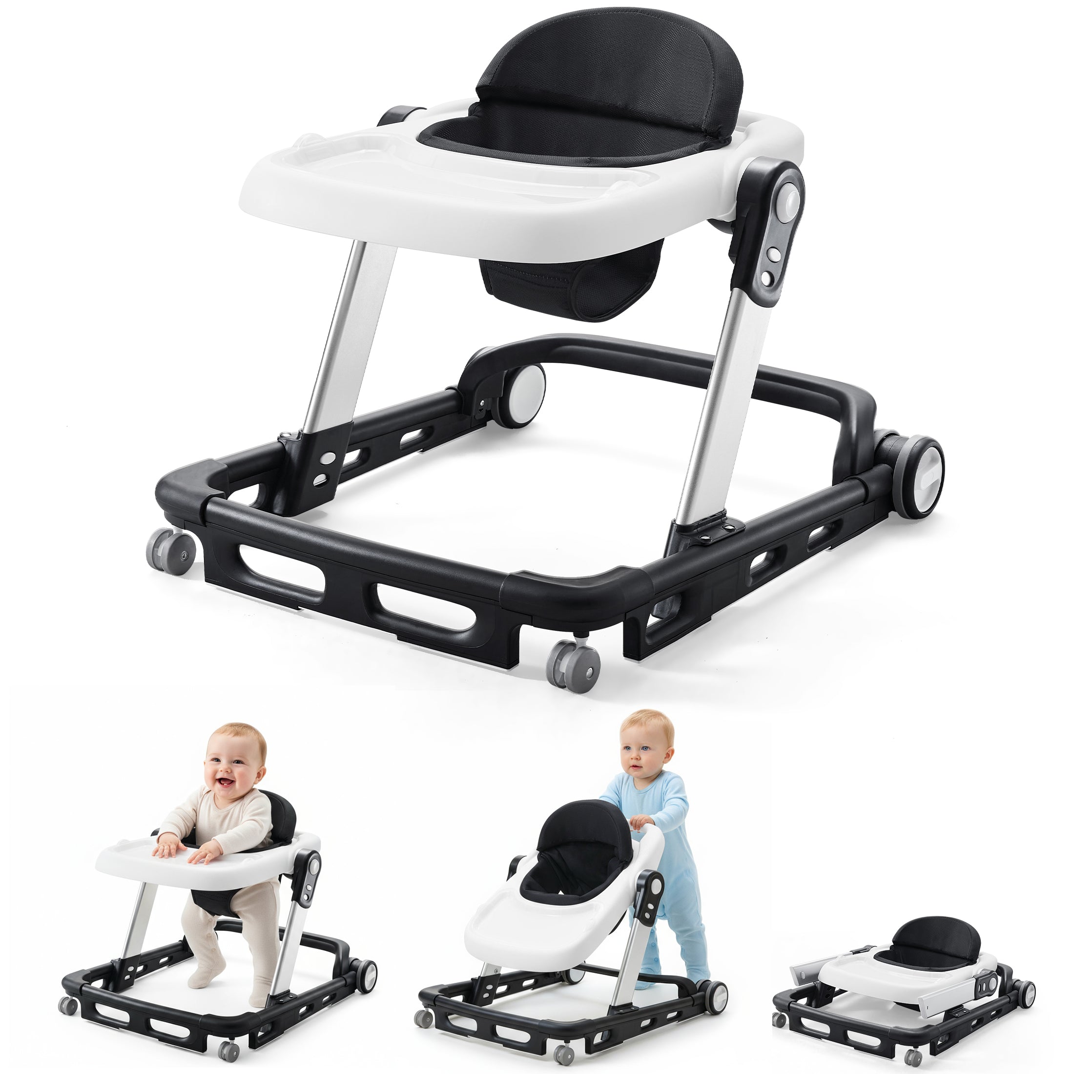 HARPPA  Baby Walker for Babies 6-18 Months, Anti-Rollover, Seat and Height Adjustable
