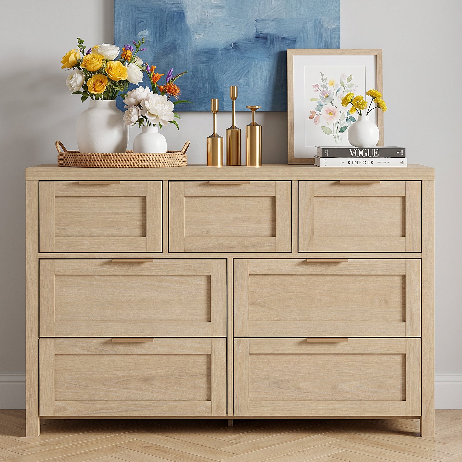 ARKANTOS Wooden  Drawer Dressers, Tall Chests of Drawers for Bedroom