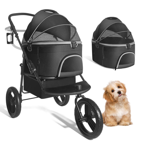 3 wheel small dog stroller black