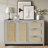 Rattan Sideboard Buffet Cabinet with 2 Doors and 3 Drawers