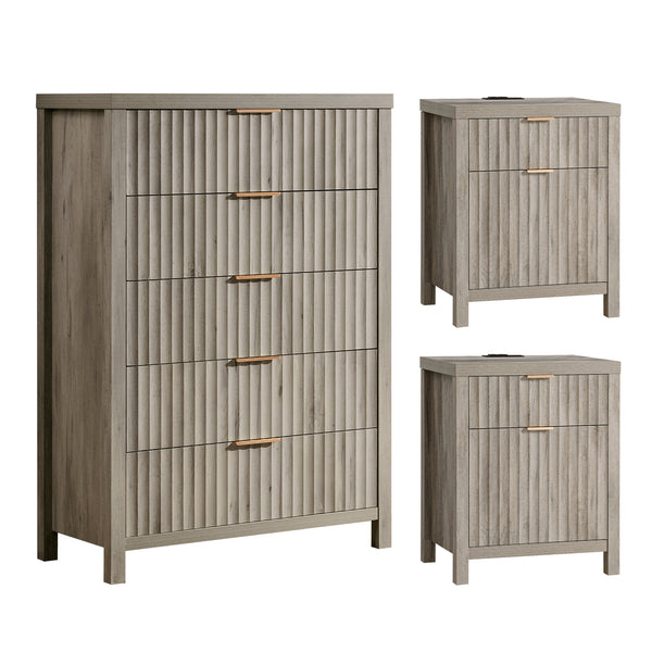 ARKANTOS 3-Piece Bedroom Set, Drawer Dresser Dresser & (2) 2-Drawer Nightstand
