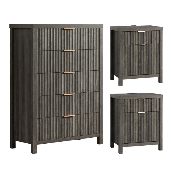 ARKANTOS 3-Piece Bedroom Set, Drawer Dresser Dresser & (2) 2-Drawer Nightstand