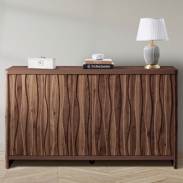 ARKANTOS  Cabinets Press Style Door  Cabinet with Wave Design and Adjustable Shelf Storage Cabinets With Doors and Shelves