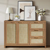 Rattan Sideboard Buffet Cabinet with 2 Doors and 3 Drawers
