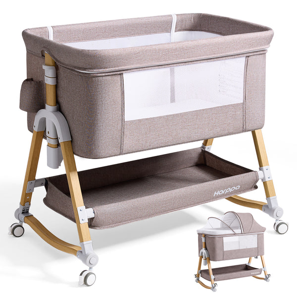 HARPPA 3 in 1 Baby Bassinet Bedside Sleeper, Height Adjustable, Easy Folding