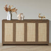 ARKANTOS Wood Sideboard Buffet Cabinet with Adjustable Shelves and 4 Rattan Doors