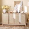 ARKANTOS Sideboard Buffet Cabinet, Rattan Cabinet with Adjustable Shelves, Boho Buffet Table Console Cabinets with 4 Doors, Farmhouse Cabinet for Entryway Living Room