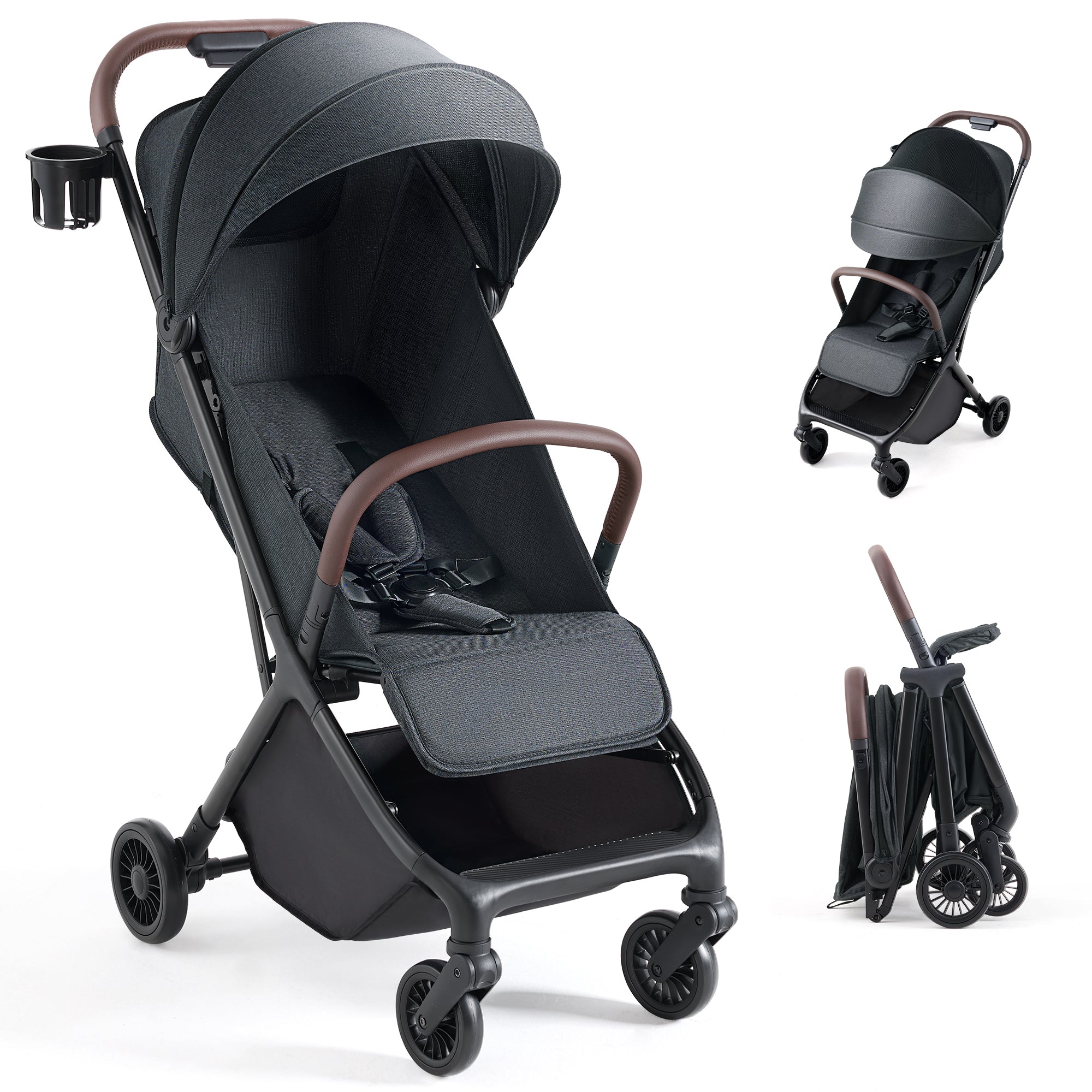 HARPPA Lightweight Baby Stroller for Toddlers, One-Hand Fold & Self-Standing, 15.4 lbs