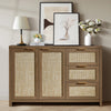 Rattan Sideboard Buffet Cabinet with 2 Doors and 3 Drawers