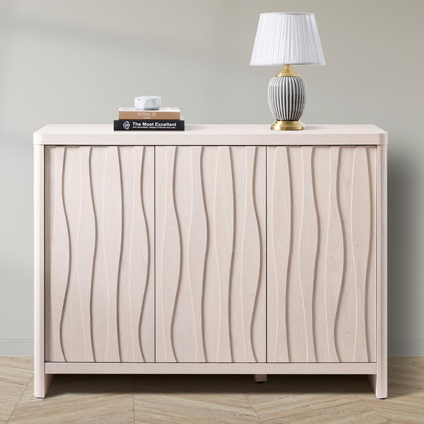 ARKANTOS  Cabinets Press Style Door  Cabinet with Wave Design and Adjustable Shelf Storage Cabinets With Doors and Shelves