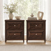 ARKANTOS 25" Farmhouse Nightstand Set of 2, Sofa End Table with Metal Handle 2 Drawers, Natural Wood Night Stand Bedside Table for Bedroom Living Room, Walnut