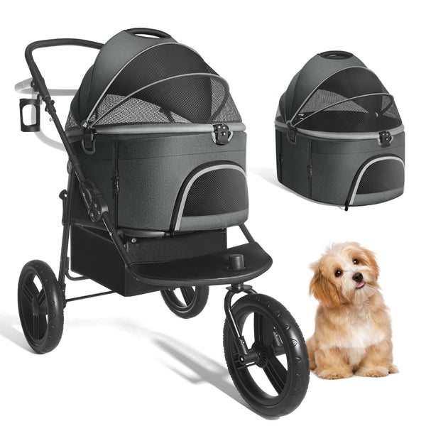 3 wheel small dog stroller black