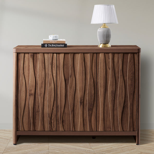 ARKANTOS  Cabinets Press Style Door  Cabinet with Wave Design and Adjustable Shelf Storage Cabinets With Doors and Shelves