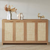 ARKANTOS Wood Sideboard Buffet Cabinet with Adjustable Shelves and 4 Rattan Doors