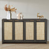 ARKANTOS Wood Sideboard Buffet Cabinet with Adjustable Shelves and 4 Rattan Doors