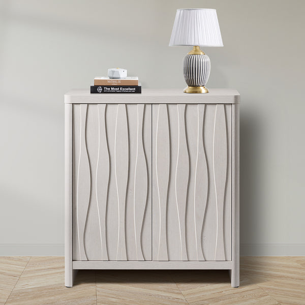 ARKANTOS  Cabinets Press Style Door  Cabinet with Wave Design and Adjustable Shelf Storage Cabinets With Doors and Shelves