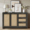 Rattan Sideboard Buffet Cabinet with 2 Doors and 3 Drawers