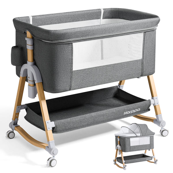 HARPPA 3 in 1 Baby Bassinet Bedside Sleeper, Height Adjustable, Easy Folding