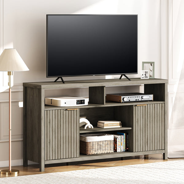 ARKANTOS Tv Stands for 65 Inch Tv Wave Pattern Adjustable Shelf with Storage Cabinets