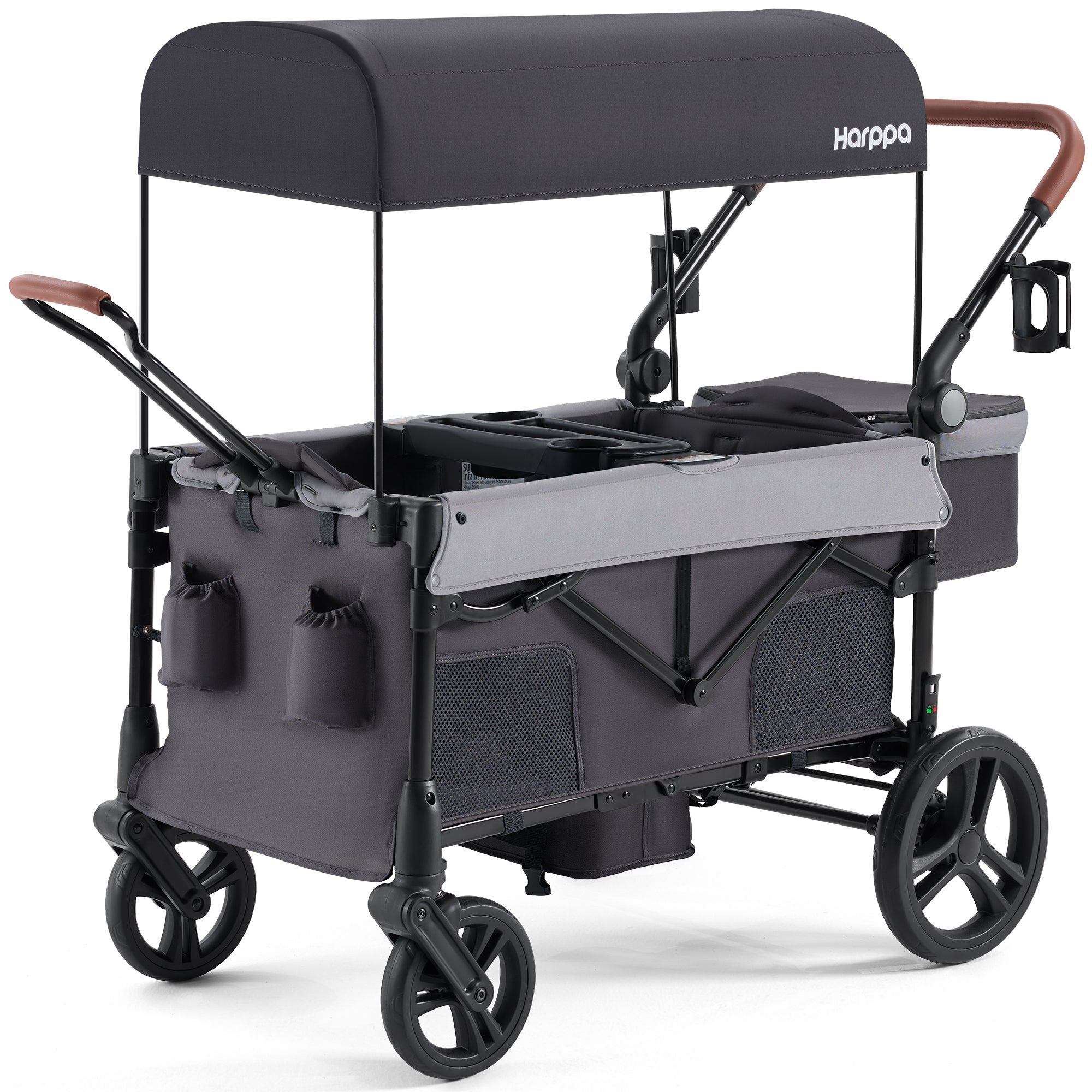 HARPPA Foldable Wagon Stroller for 2 Toddlers with Pull & Push Handle, Canopy, 32.9lbs