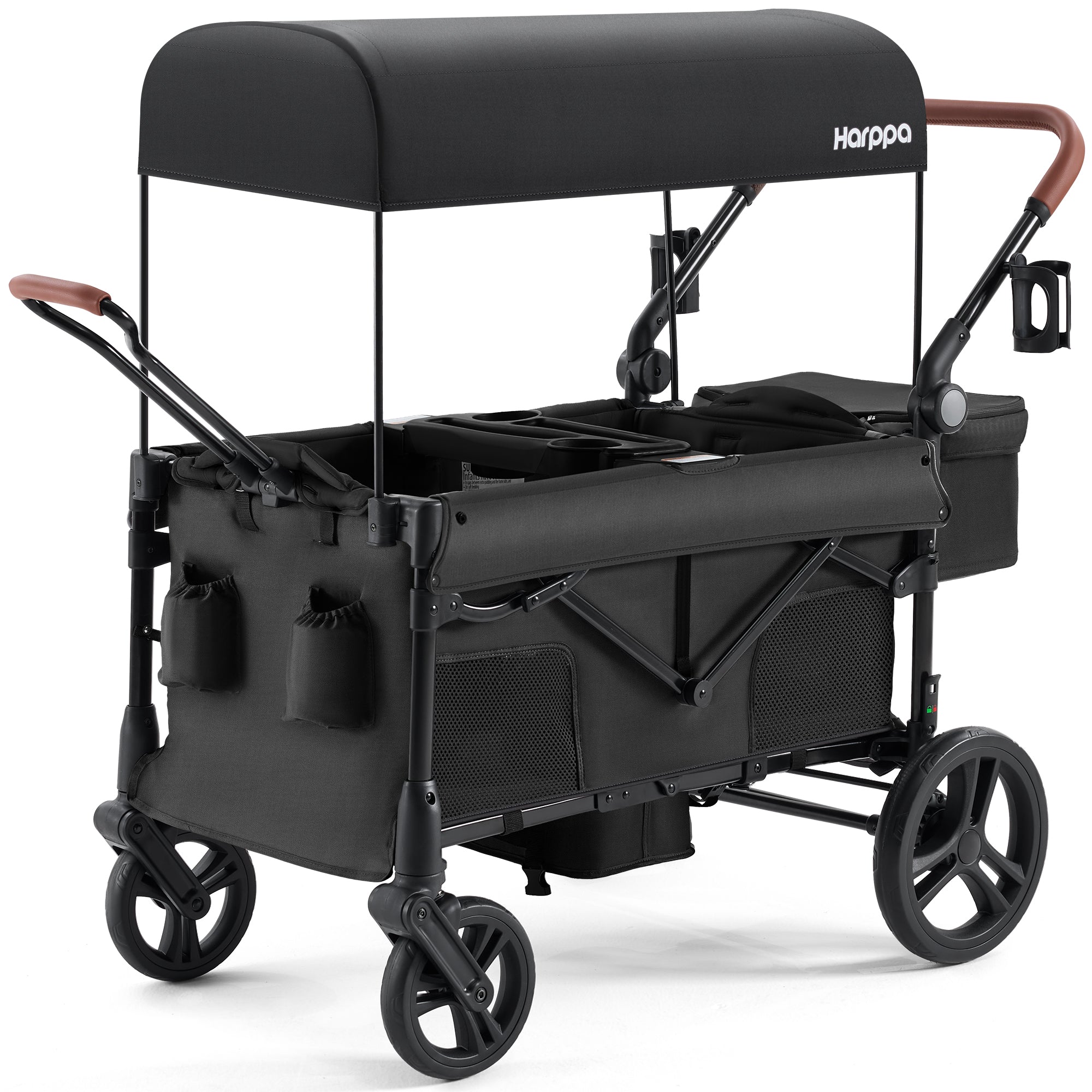 HARPPA Foldable Wagon Stroller for 2 Toddlers with Pull & Push Handle, Canopy, 32.9lbs