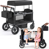 HARPPA Foldable Stroller Wagon for 2 Kids, Kids Wagon with Canopy, 5-Point Harness, Bench Seat
